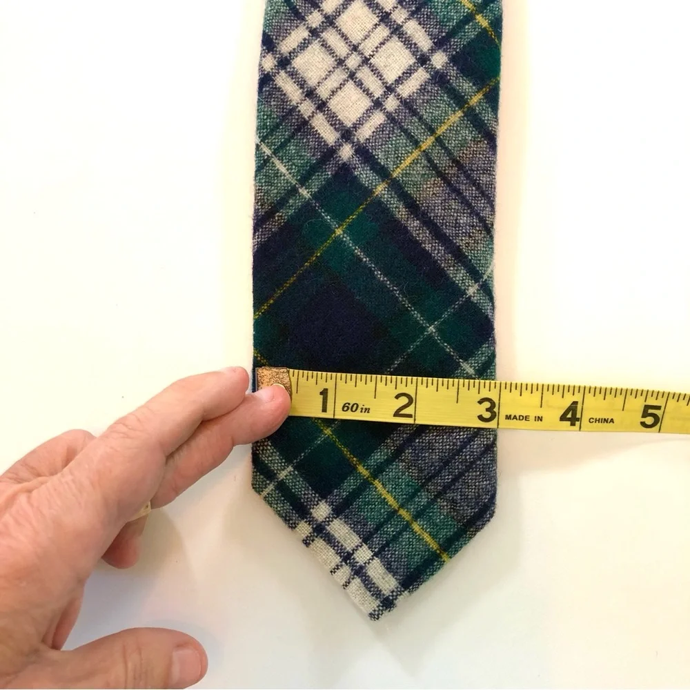 Pendleton Vintage 100% Virgin Wool Men’s Tartan Plaid Neck Tie, Blue Green White